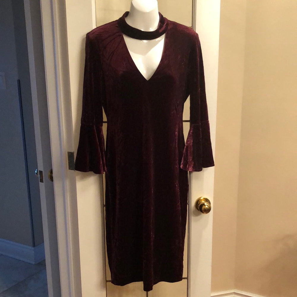Eliza J Burgundy Long Sleeve Dress